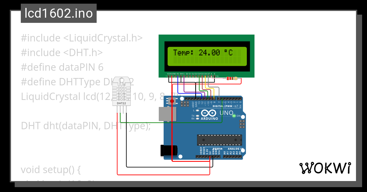 Digital Temperature Sensor With Liquid Crystal Display Wokwi Esp Stm Arduino Simulator