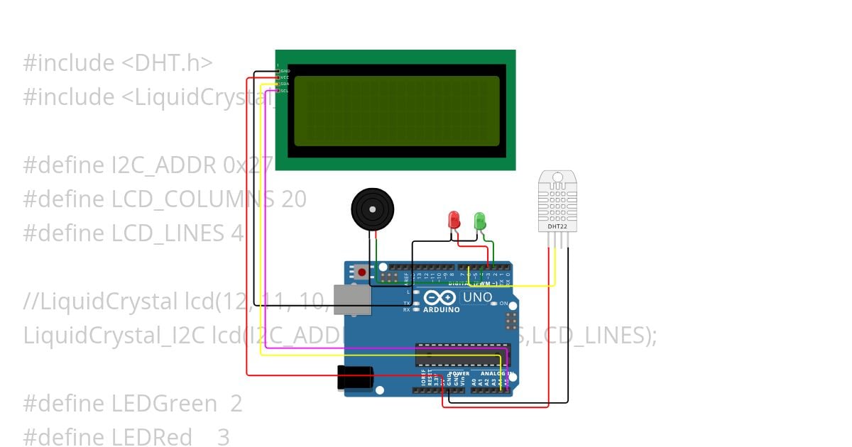 DHT22 ARDUINO UNO + display simulation