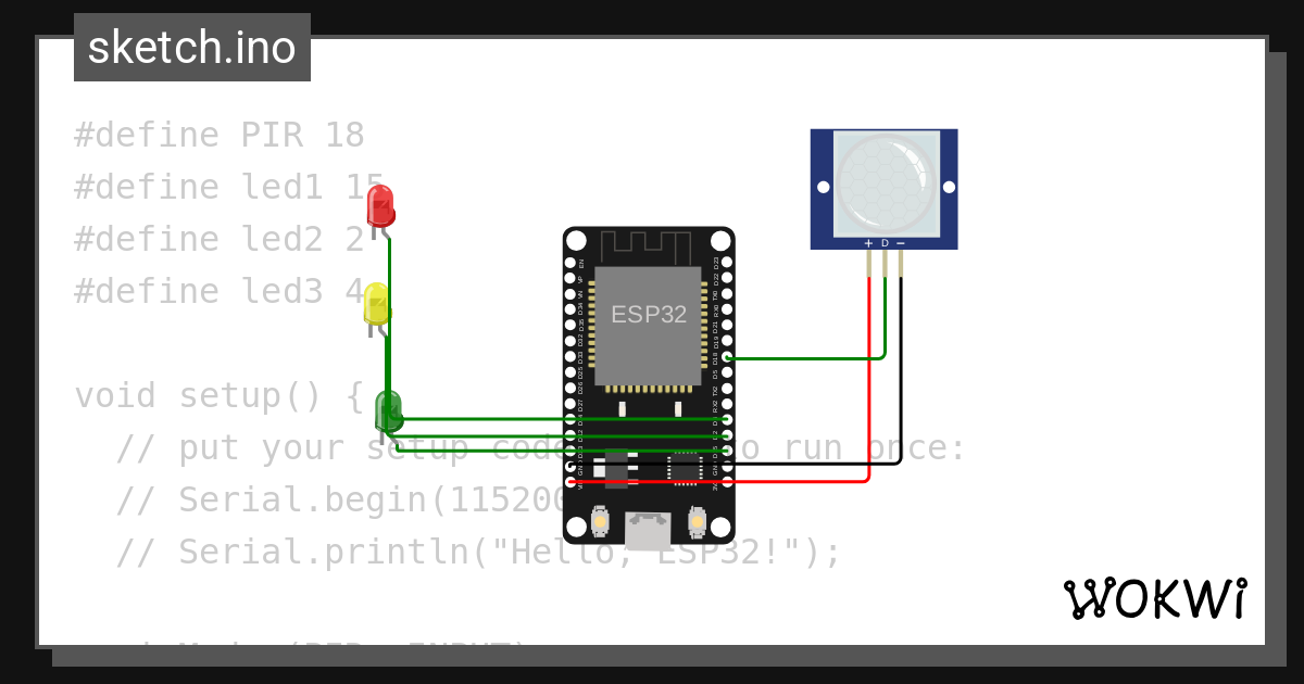 PIR Sensor - Wokwi ESP32, STM32, Arduino Simulator
