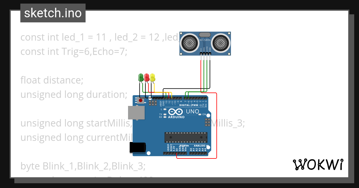 Ultrasonic sensor - Wokwi ESP32, STM32, Arduino Simulator