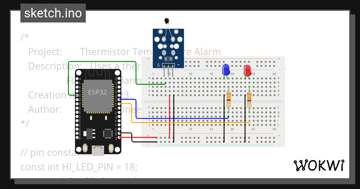 NTC_Temp_Sensor Wokwi ESP32, STM32, Arduino Simulator