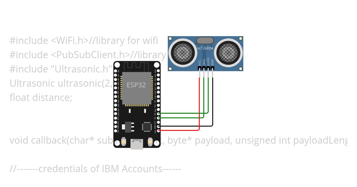 ESP32 and ULtrosonic Sensor  simulation