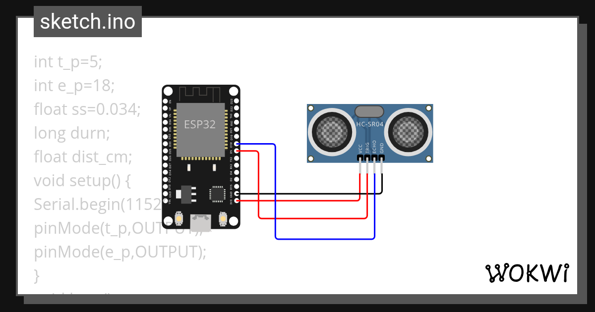 ULTRASONIC SENSOR - Wokwi ESP32, STM32, Arduino Simulator