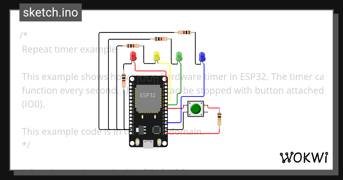 ESP32 Timer Test1 Wokwi ESP32, STM32, Arduino Simulator