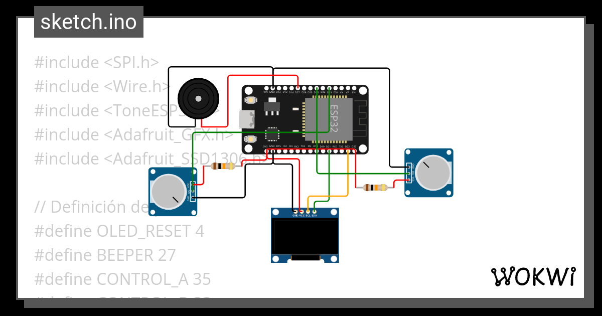 Circuito Pong - Wokwi Esp32, Stm32, Arduino Simulator