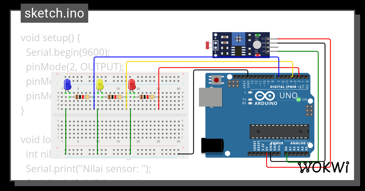 Sensor cahaya - Wokwi ESP32, STM32, Arduino Simulator