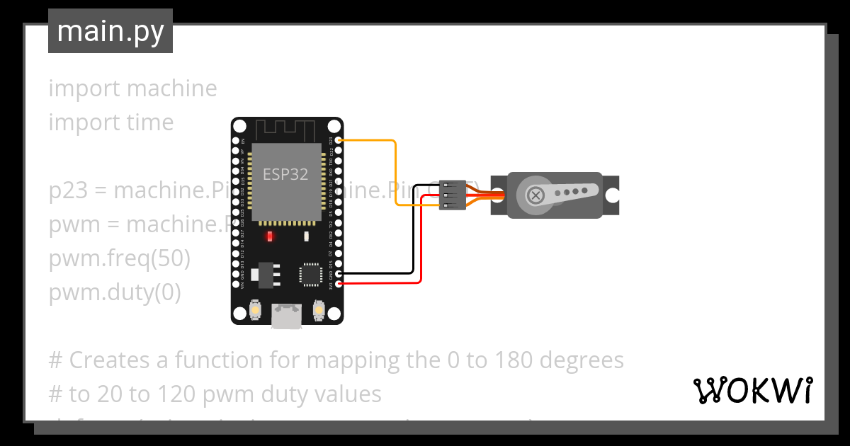 servomicropython Wokwi ESP32, STM32, Arduino Simulator