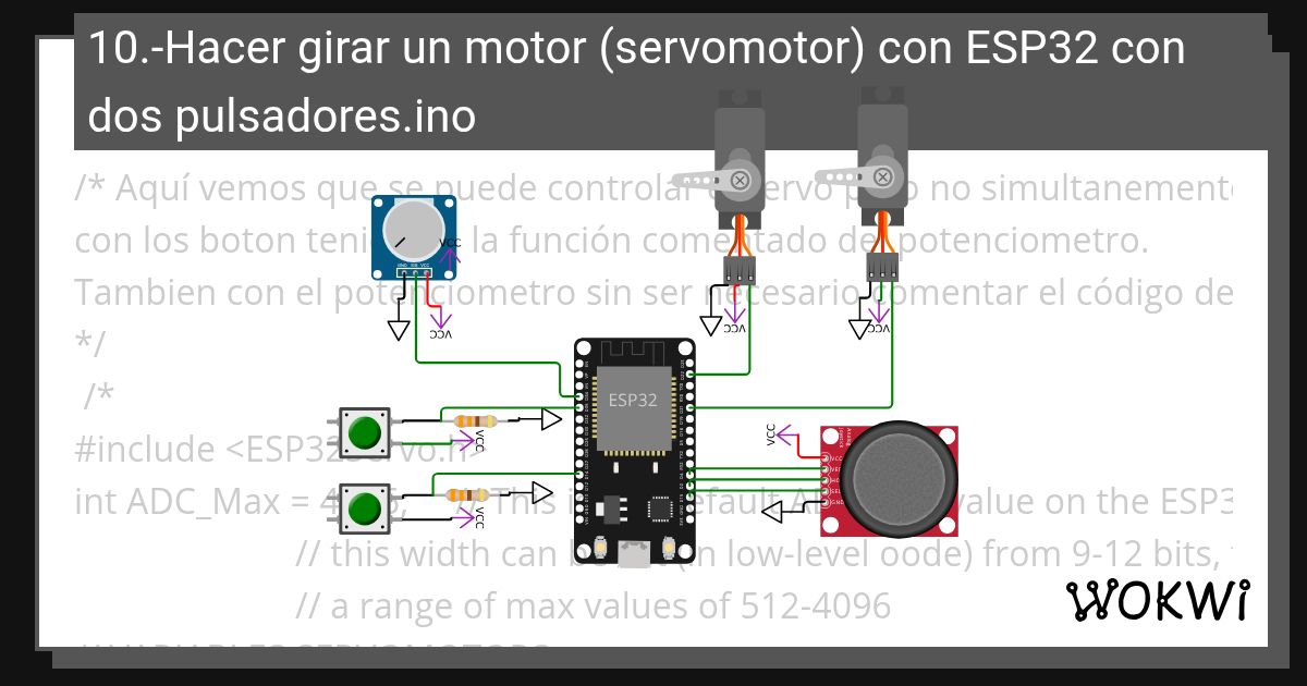 10.Hacer girar un motor (servomotor) con ESP32 con dos pulsadores.ino
