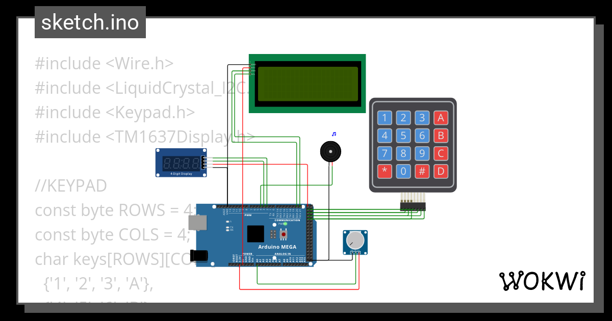 LCD i2c & Keypad - Wokwi ESP32, STM32, Arduino Simulator