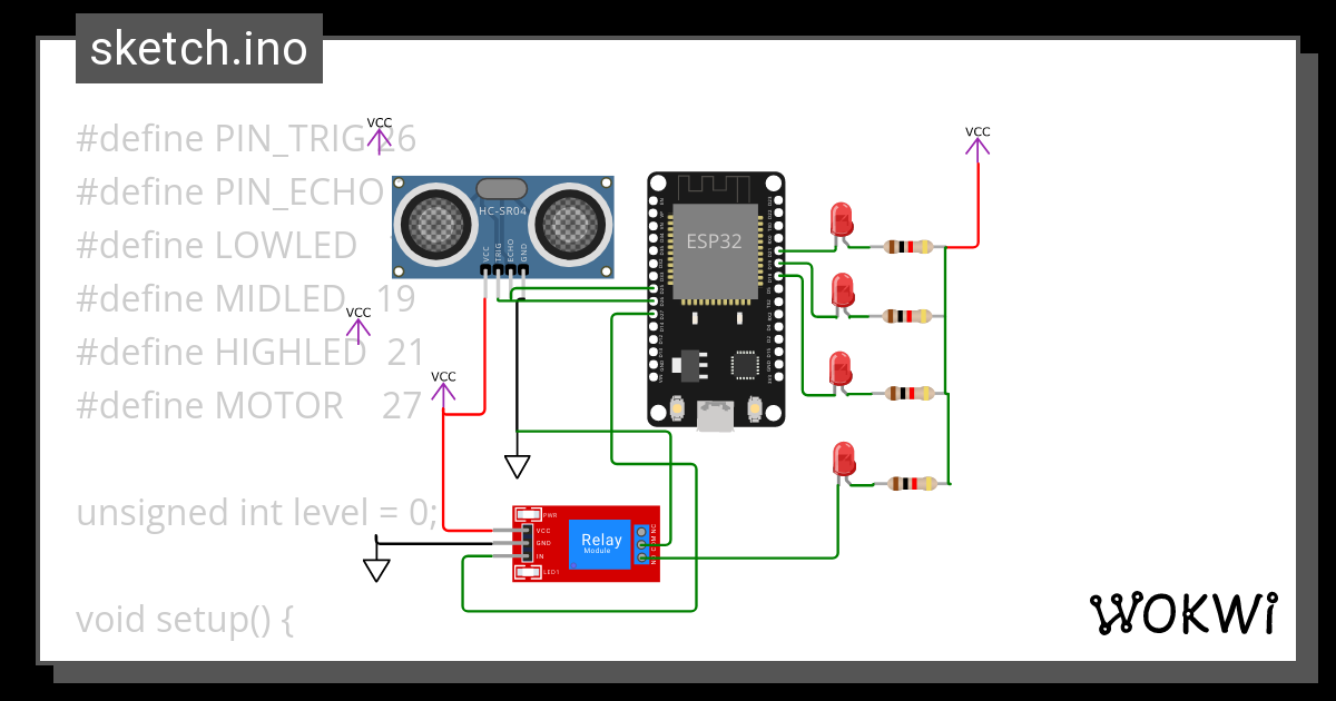 water level controller Copy - Wokwi ESP32, STM32, Arduino Simulator