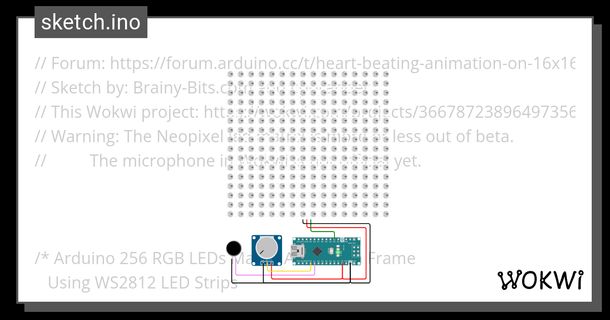 Heart Beating Animation On 16x16 Led Matrix With Sound Sensor Wokwi Esp32 Stm32 Arduino 7354