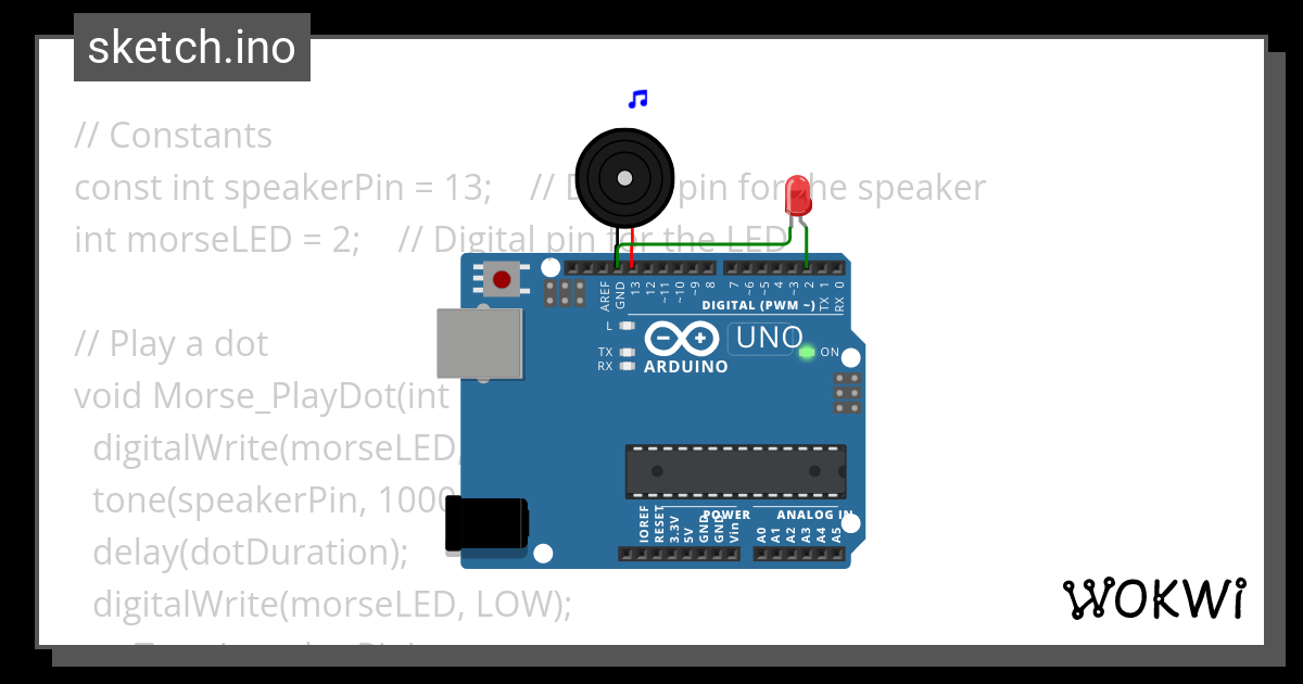 Serial to Morse - Wokwi ESP32, STM32, Arduino Simulator