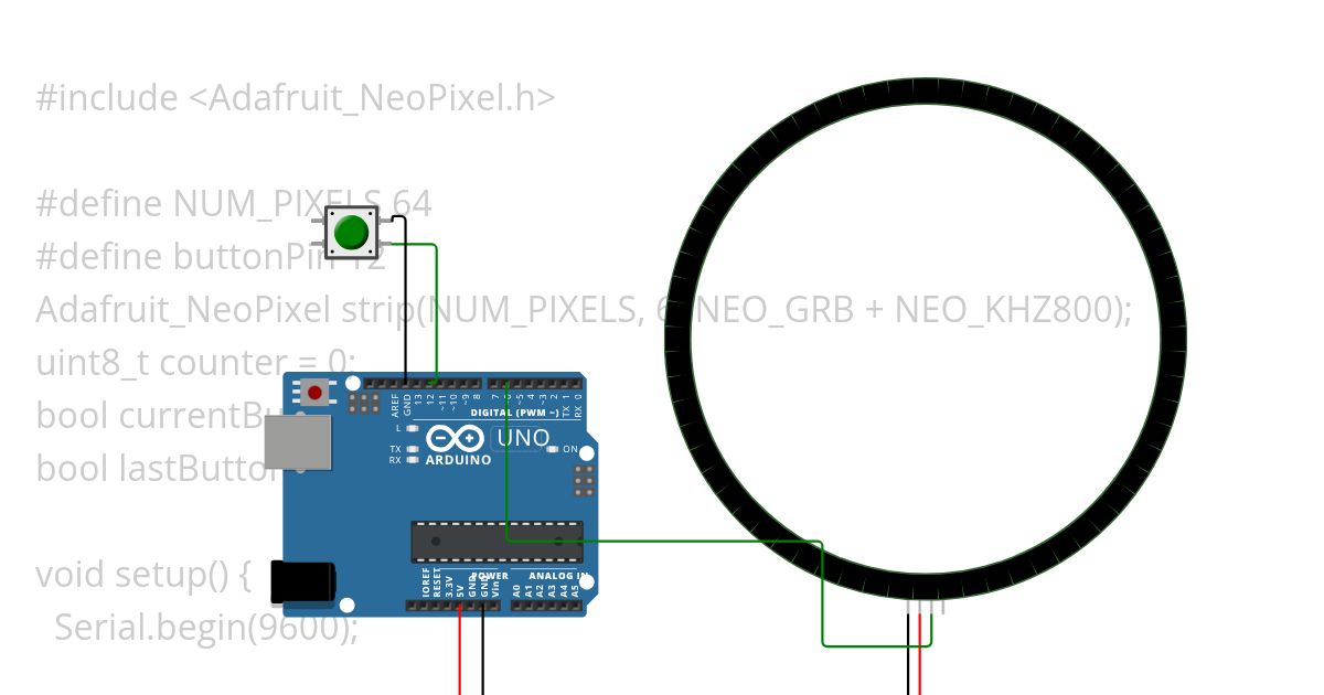 neopixel rainbow ring.ino test fail simulation
