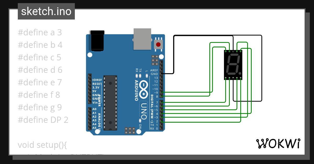 7 segment 1-9 - Wokwi ESP32, STM32, Arduino Simulator