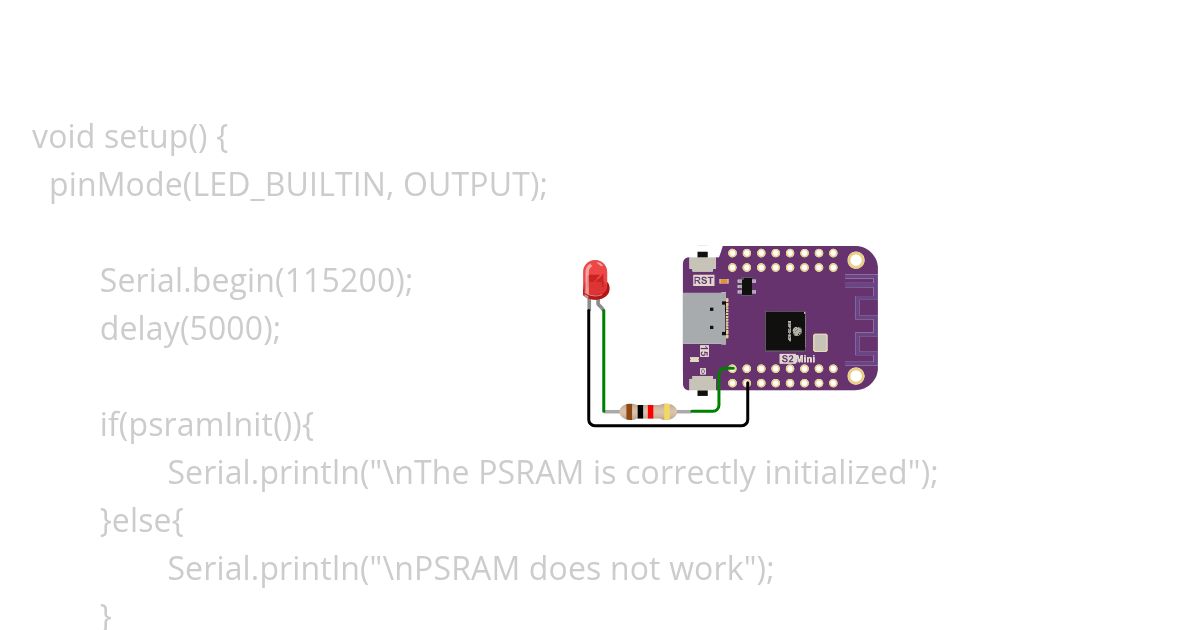 Wemos S2 mini Hello World Copy simulation