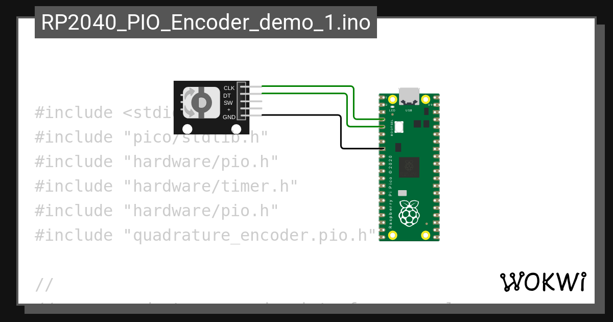 Rp2040 pio encoder demo 02 wokwi esp32 stm32 arduino simulator