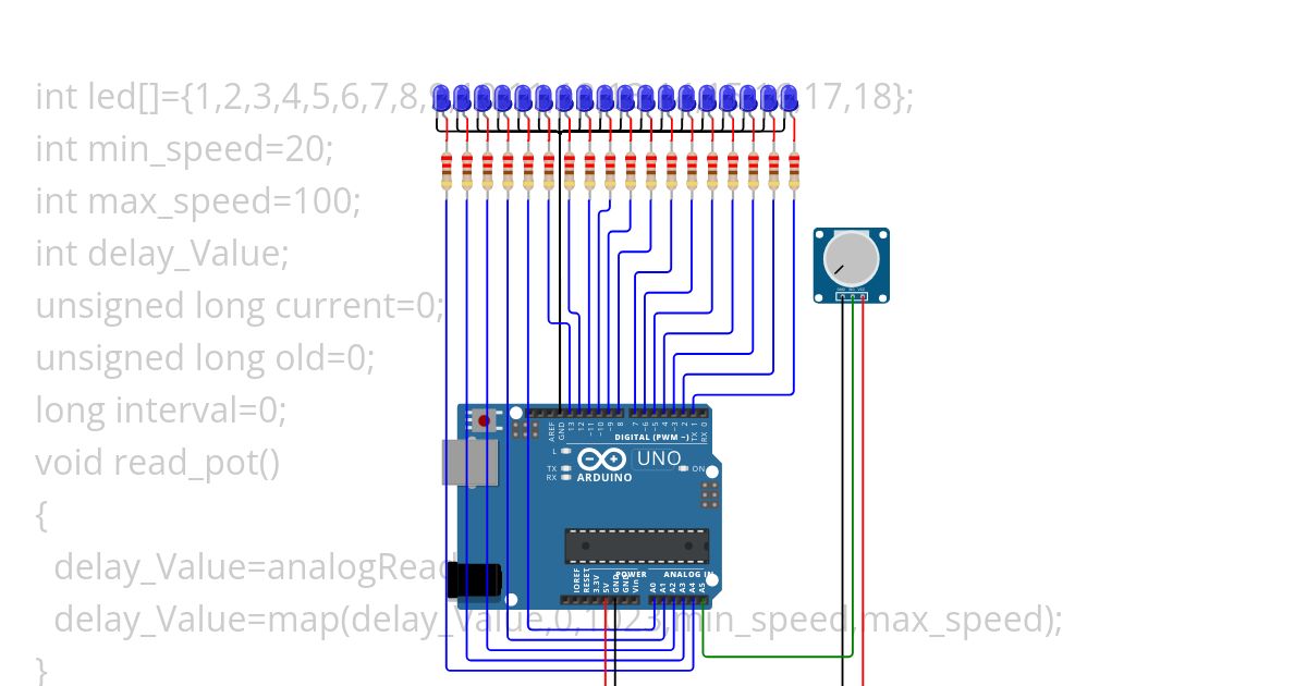 LED-Chaser 18 LED simulation