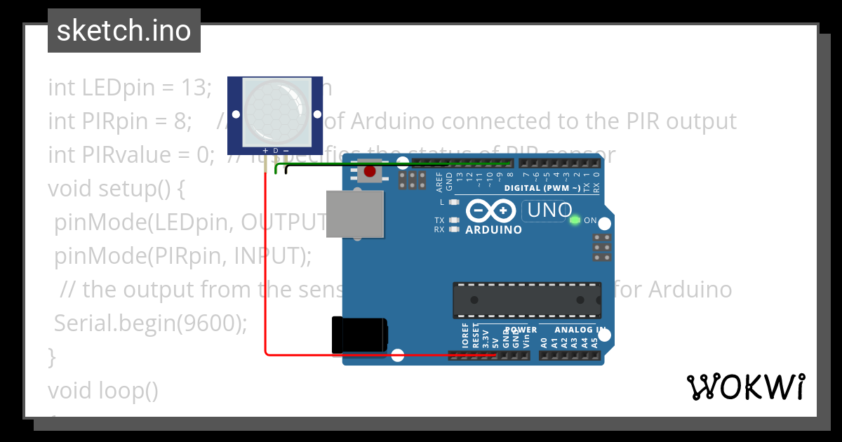 PIR sensor - Wokwi ESP32, STM32, Arduino Simulator