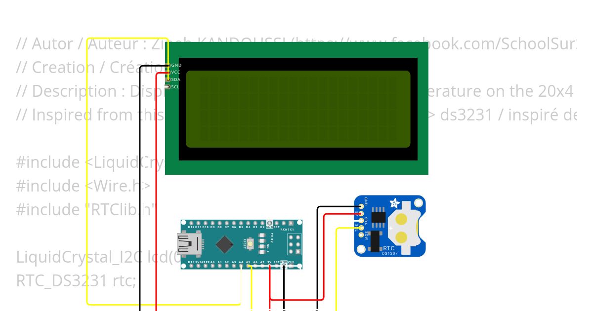NANO RTC LCD 20X4 CLOCK simulation