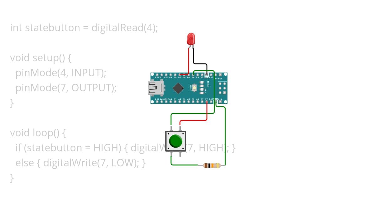 prova pulsante e led simulation