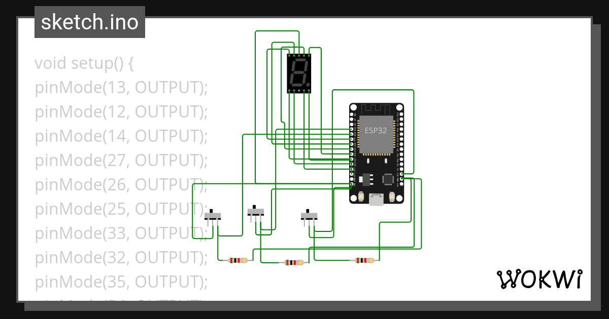 7 segment - Wokwi ESP32, STM32, Arduino Simulator