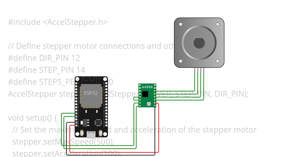Stepper motor using ESP32 and A4988 simulation