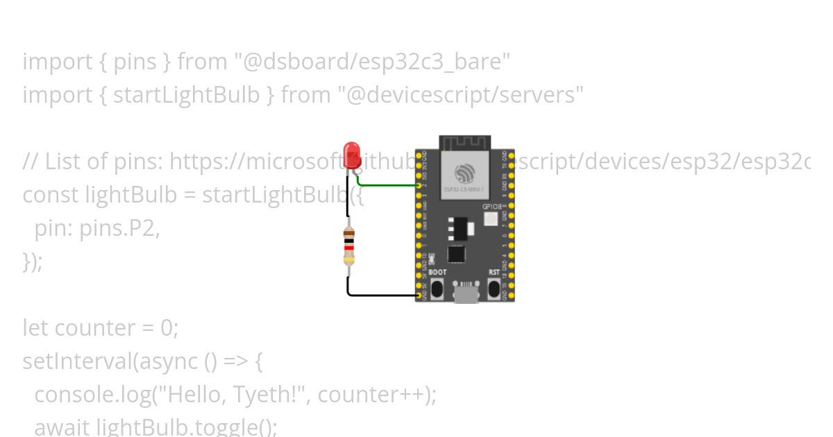 DeviceScript Blinky+ Tyeth simulation