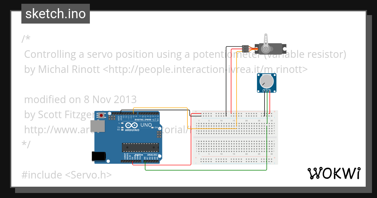 Servo knob_UNO Wokwi ESP32, STM32, Arduino Simulator
