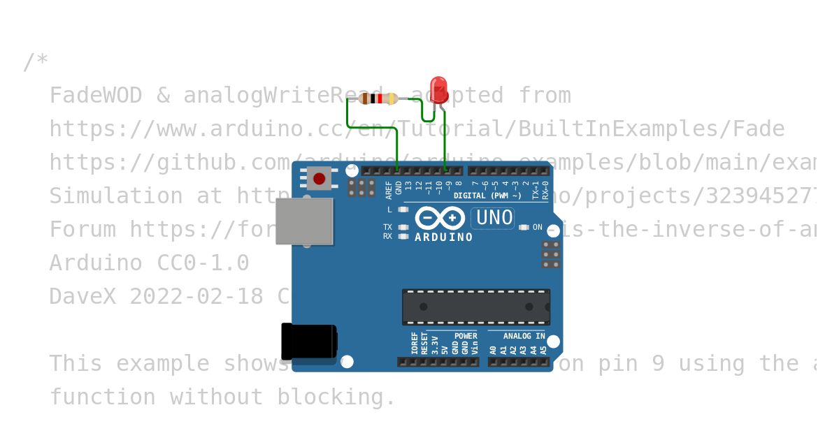 FadeWithoutDelay.ino Copy simulation