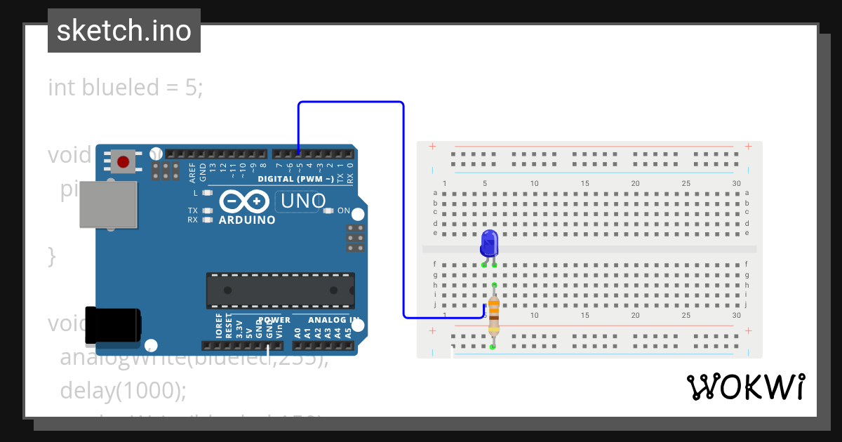 s2e5 led PWM gradual Wokwi ESP32, STM32, Arduino Simulator