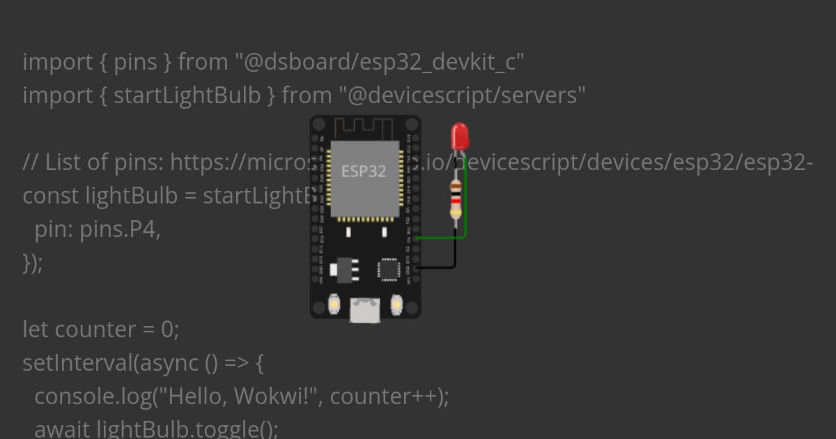 DeviceScript Blinky+ on ESP32