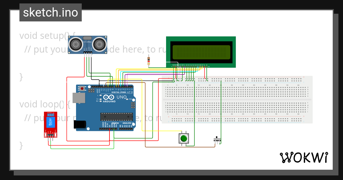 Automatic water pump switcher Wokwi ESP32, STM32, Arduino Simulator
