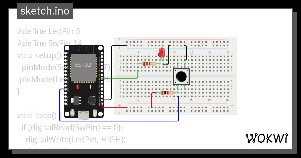 Led With Switch Pull Up - Wokwi Esp32, Stm32, Arduino Simulator