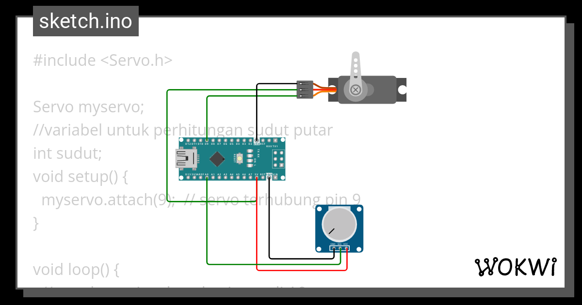 Andi Maulina Gerakkan Motor Dc Servo Melalui Potensiometer Wokwi