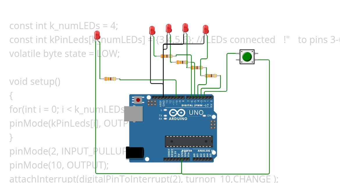 Array of LEDS simulation