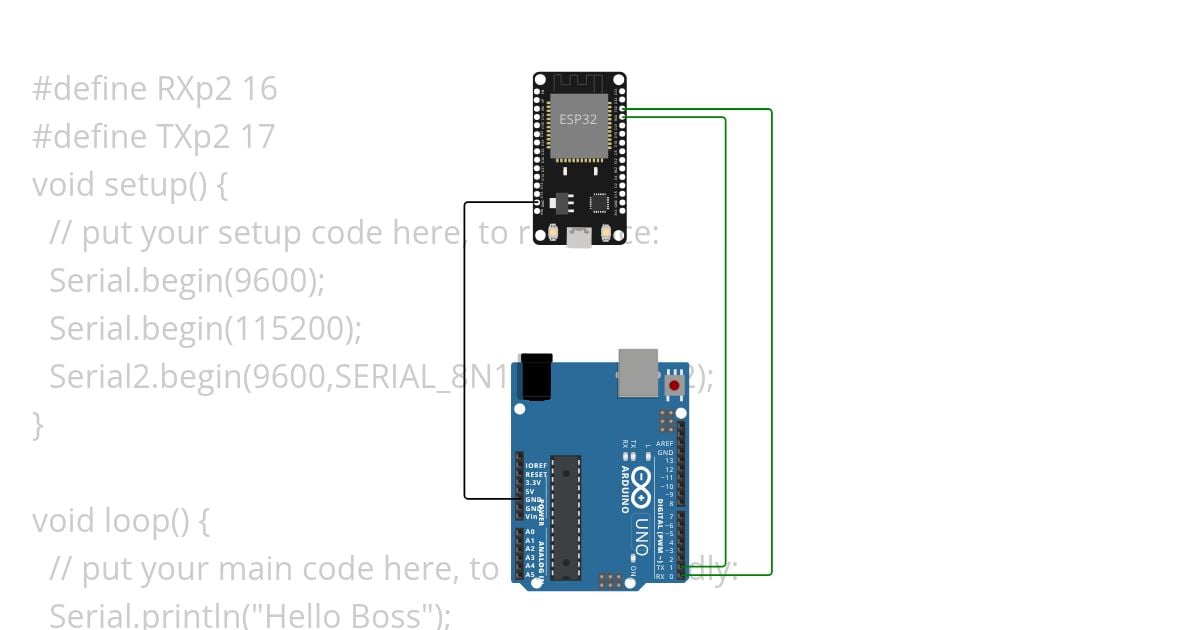 Esp32 ile Arduino arasında Uart haberleşme sistemi simulation