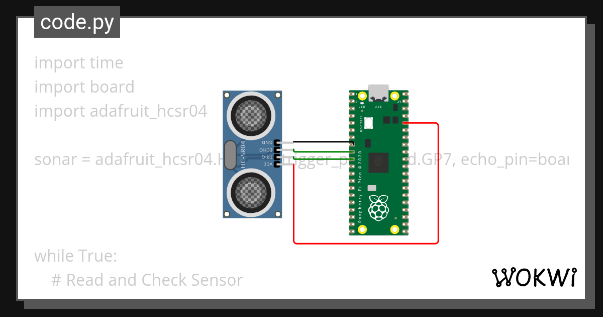 Ultrasonic sensor - Wokwi ESP32, STM32, Arduino Simulator