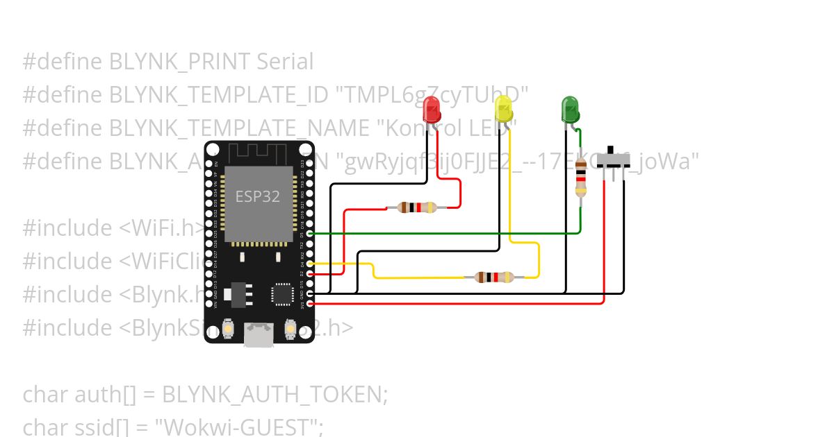 LED Kontrol dengan IoT Blynk simulation