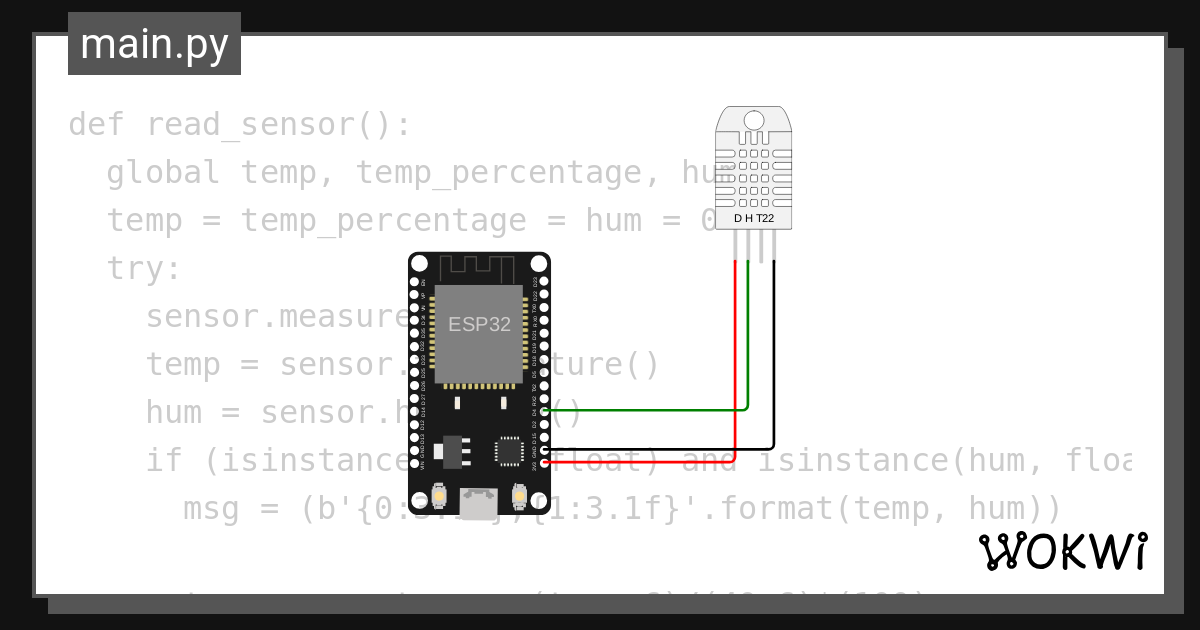 Webserver DHT22 Micropython 3 - Wokwi ESP32, STM32, Arduino Simulator