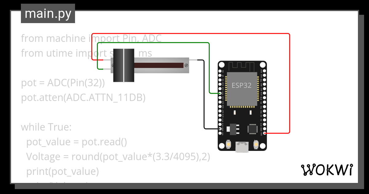 Slide Potentiometer Wokwi ESP32 STM32 Arduino Simulator