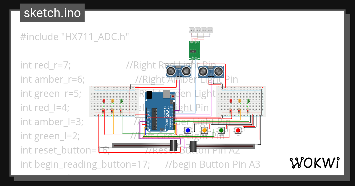 traffic_sensor_displacement_load Wokwi ESP32, STM32, Arduino Simulator
