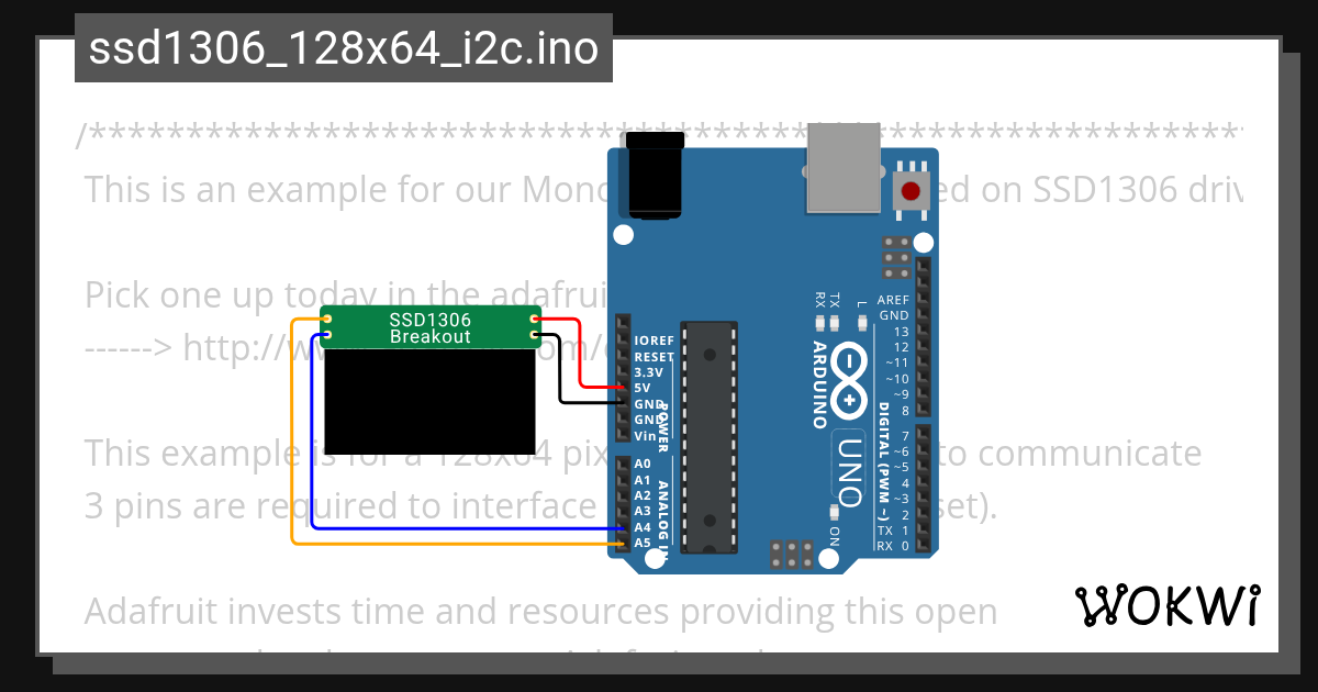 SSD1306 Custom Chip - Wokwi ESP32, STM32, Arduino Simulator