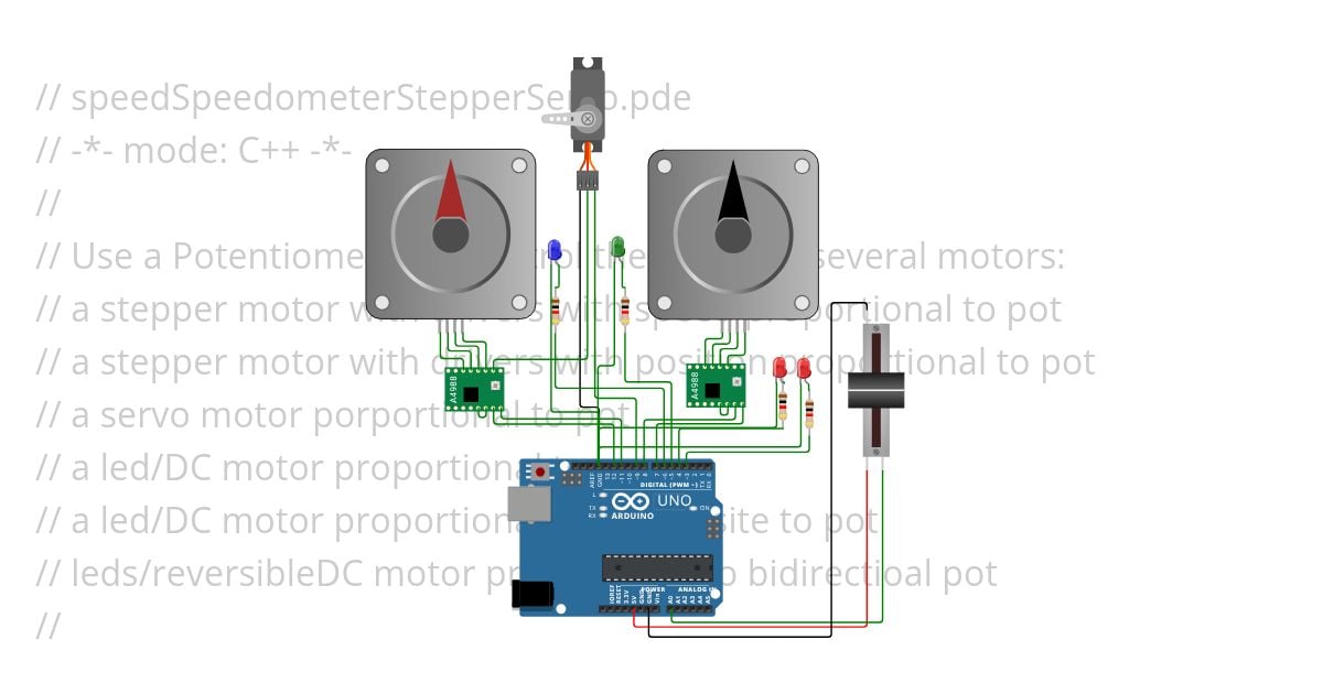 speedSpeedometerStepperServo.ino simulation