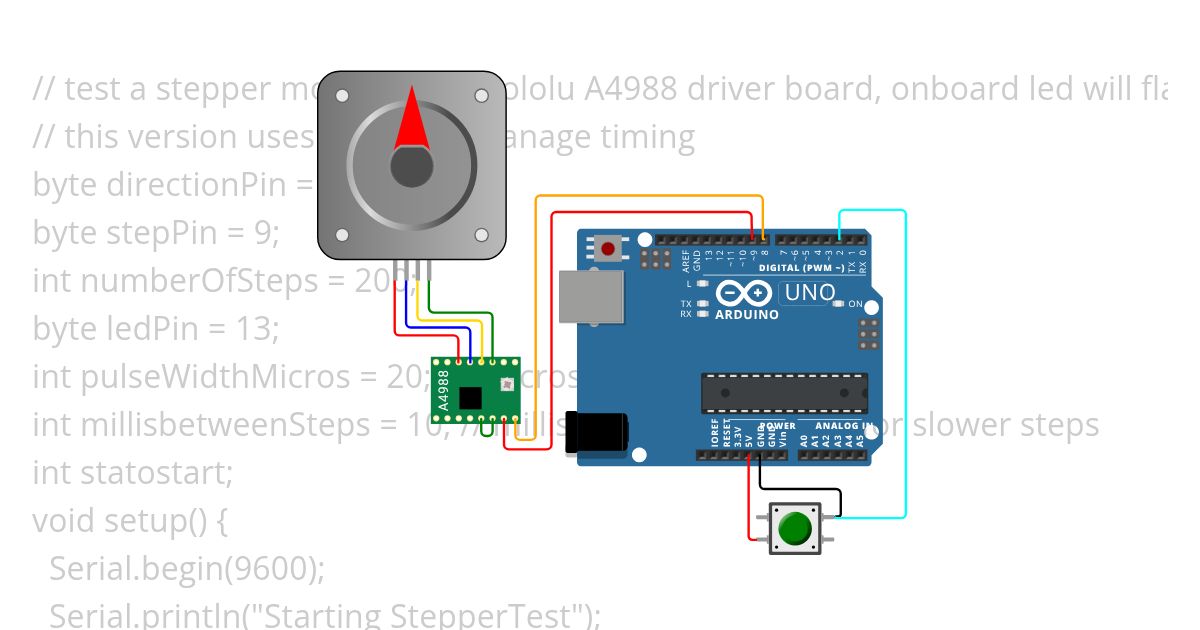 STEPPER MOTOR AND BUTTON simulation