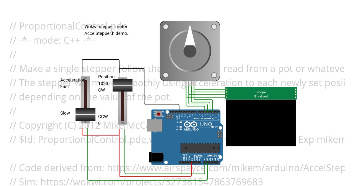 ProportionalControlAccelStepper.ino simulation