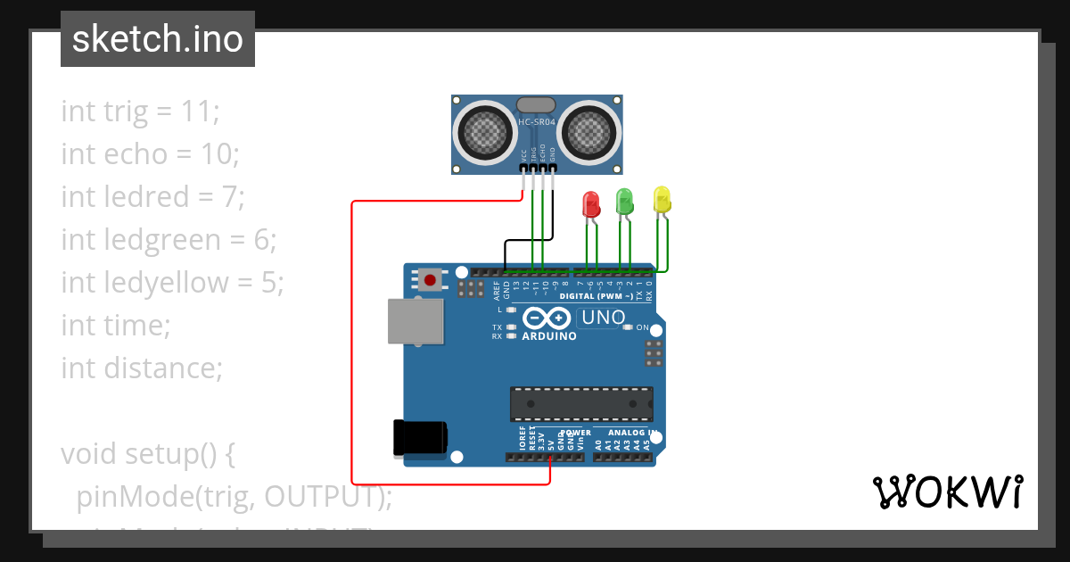 ultrasonic sensor - Wokwi ESP32, STM32, Arduino Simulator