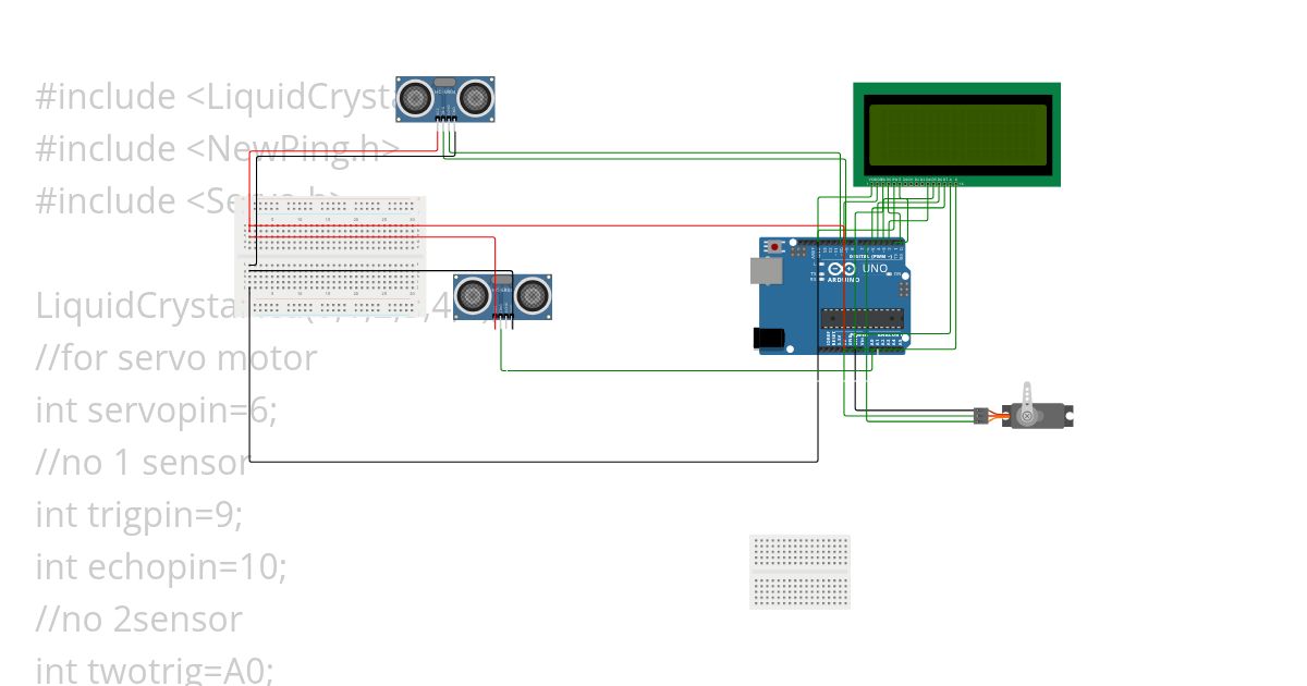 parking system with a lcd slot detection using ultrasonic sensor simulation