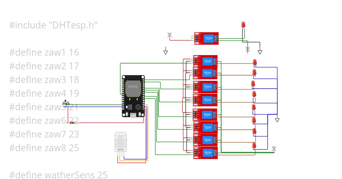relays modules esp32 +dht simulation