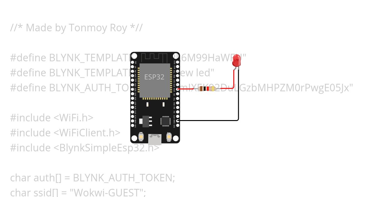 autonomous blink and manually blink using esp32 simulation
