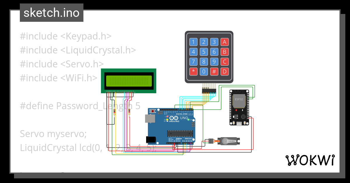 Password Access Control Circuit - Wokwi ESP32, STM32, Arduino Simulator